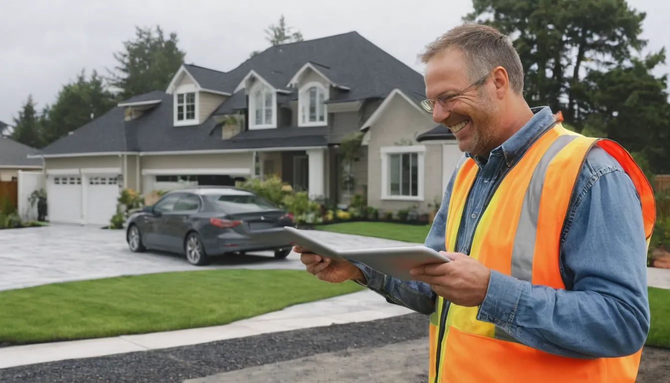 Homeowner reviewing driveway plans with a local provider in the Franklin Lakes area